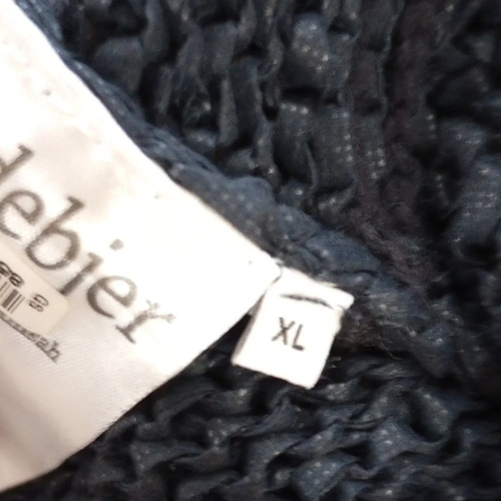 Rodebjer Anisah Blue Tape Yarn Oversize Open Weave Side Tie Sweater, Size XL - Picture 14 of 16